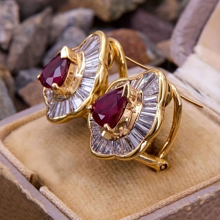 ❤️Women’s Vintage Luxe Red Zirconia Earrings | Exaggerated Creative Party Festive Everyday Dangles