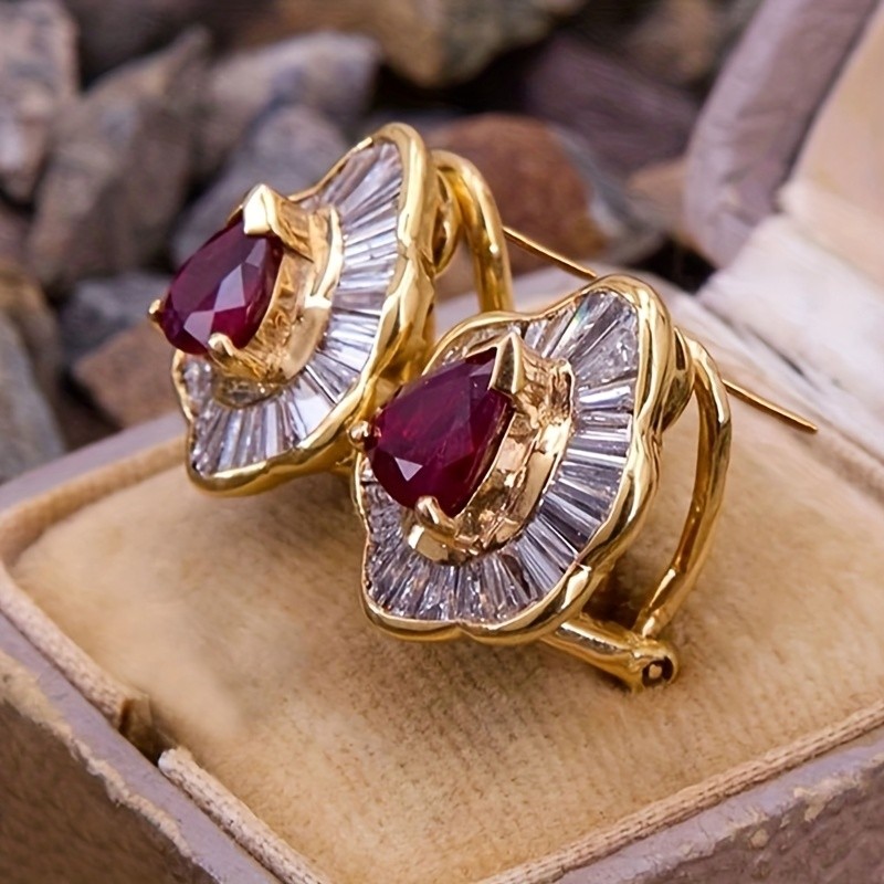 ❤️Women’s Vintage Luxe Red Zirconia Earrings | Exaggerated Creative Party Festive Everyday Dangles