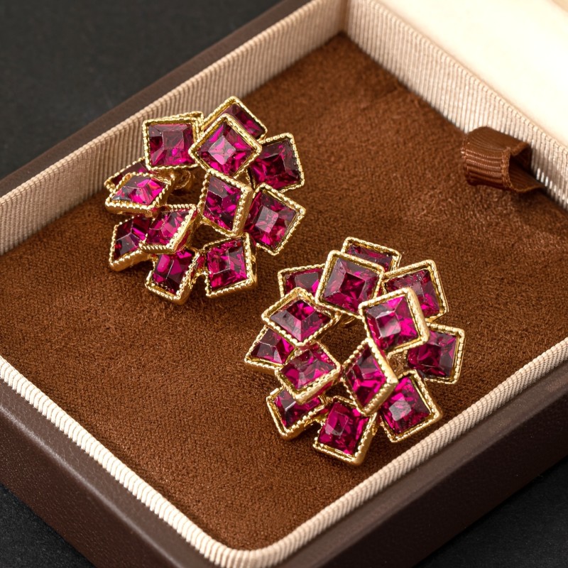 ✨Rotating Artificial Flower Hoops | French Light Luxury Exaggerated Party Daily Fashion Earrings