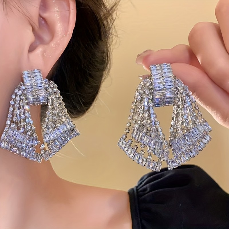 🎀Women’s Statement Bow Tassel Earrings | Luxe Cascading Chain Drop Hoops Party Wedding Casual Jewelry