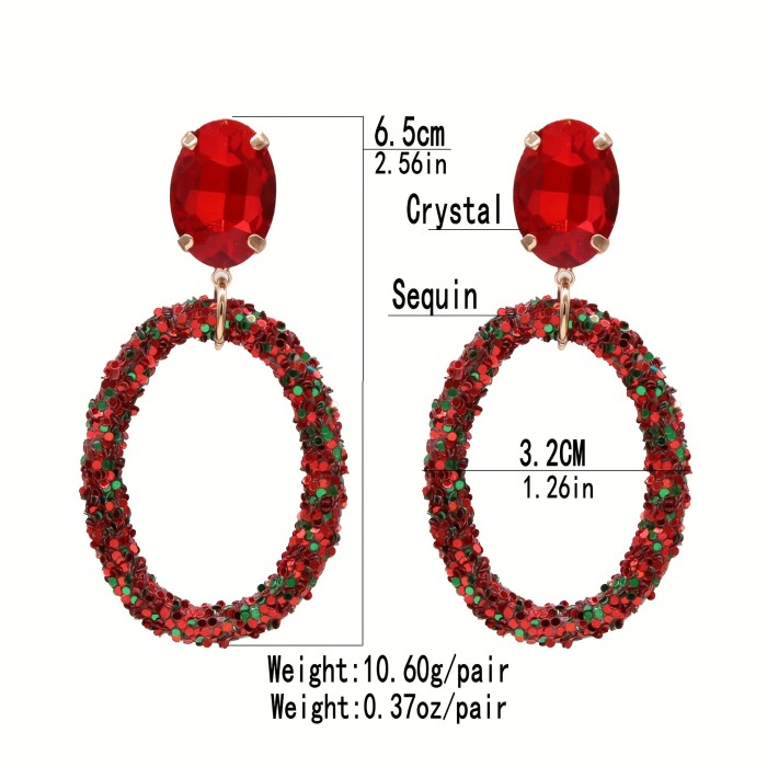 Boho Sequin Oval Earrings | Lightweight Dangle Party Prom Casual Year-Round Glam Accessories