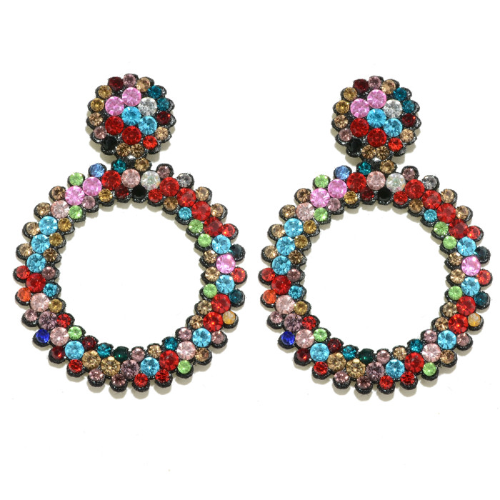Women’s Euro-American Minimalist Earrings | Full Rhinestone Hoop Fashion Jewelry