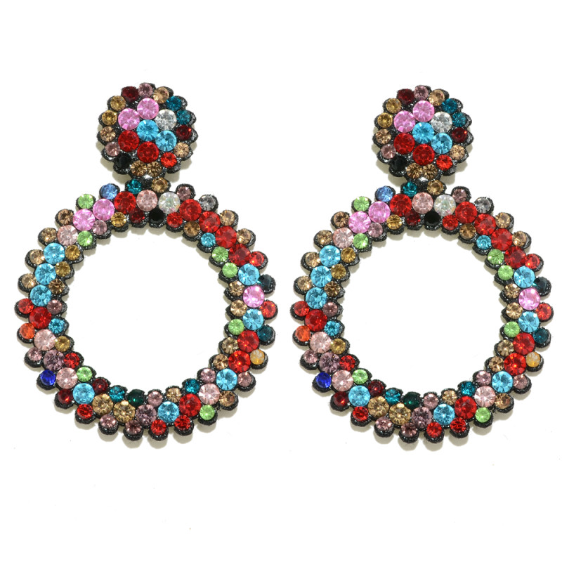 Women’s Euro-American Minimalist Earrings | Full Rhinestone Hoop Fashion Jewelry