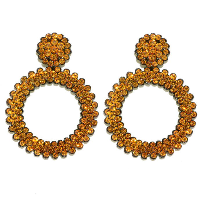 Women’s Euro-American Minimalist Earrings | Full Rhinestone Hoop Fashion Jewelry