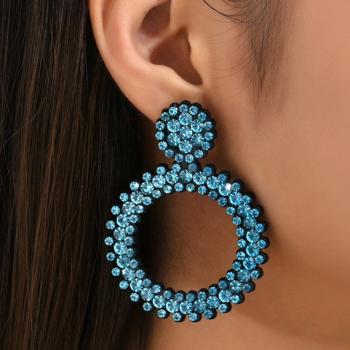 Women’s Euro-American Minimalist Earrings | Full Rhinestone Hoop Fashion Jewelry