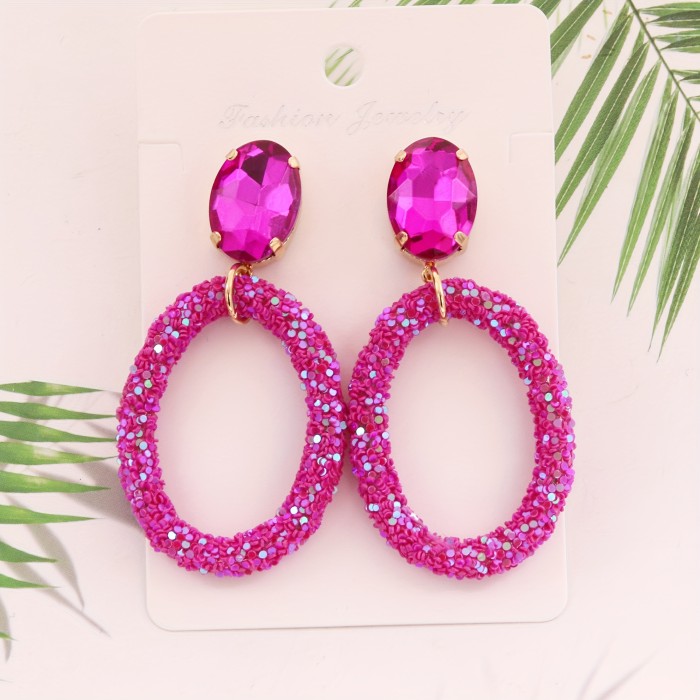Boho Sequin Oval Earrings | Lightweight Dangle Party Prom Casual Year-Round Glam Accessories