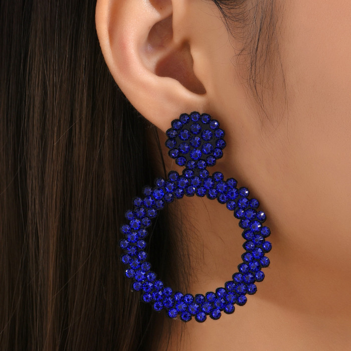 Women’s Euro-American Minimalist Earrings | Full Rhinestone Hoop Fashion Jewelry