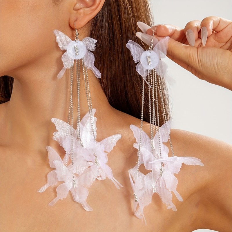 ✨Butterfly Drop Earrings | Minimalist White Faux Rhinestone Party Elegant Event Jewelry