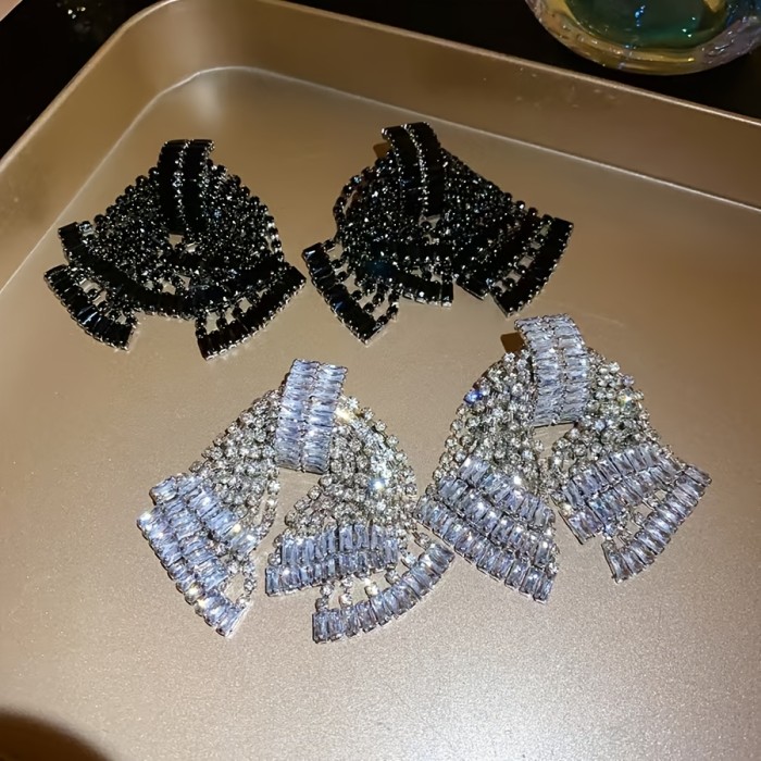 🎀Women’s Statement Bow Tassel Earrings | Luxe Cascading Chain Drop Hoops Party Wedding Casual Jewelry