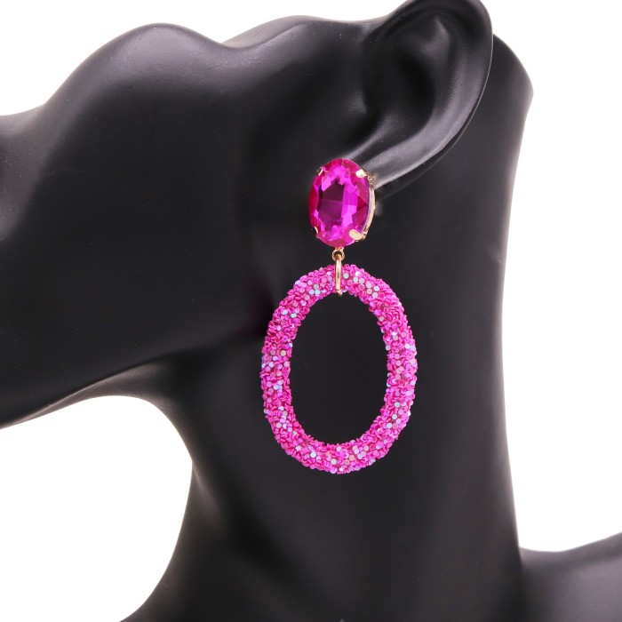 Boho Sequin Oval Earrings | Lightweight Dangle Party Prom Casual Year-Round Glam Accessories