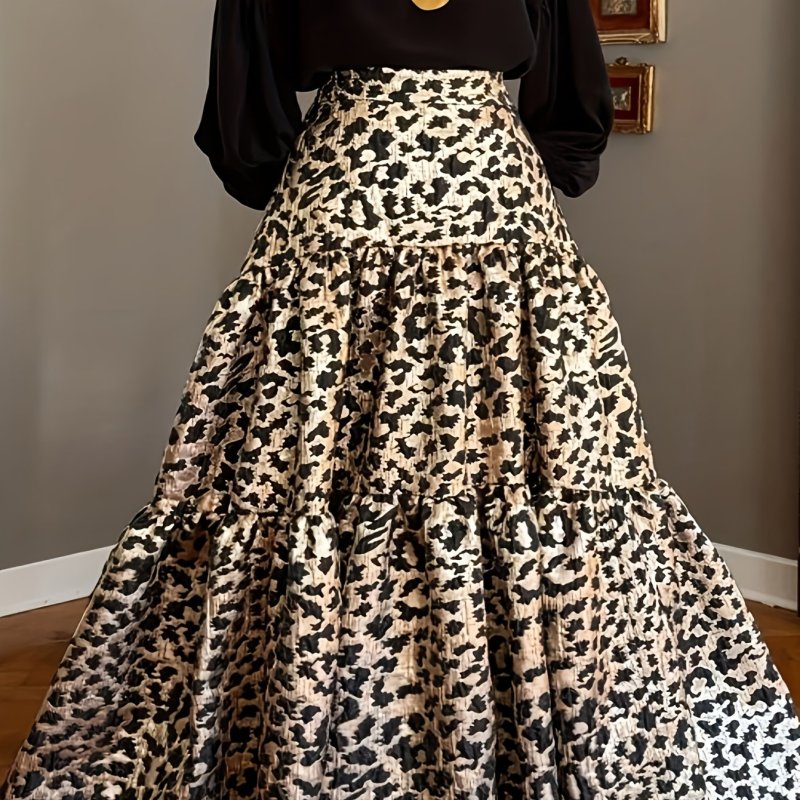 Women'S Stylish Loose Long Leopard Print Skirt