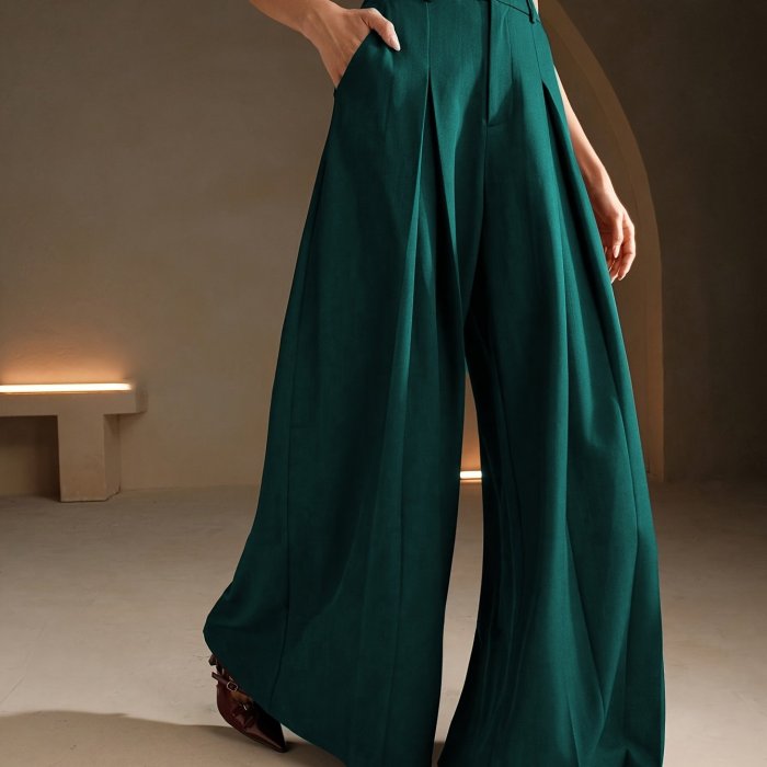 Women's Simple Elegant Solid Color Wide-Leg Pants