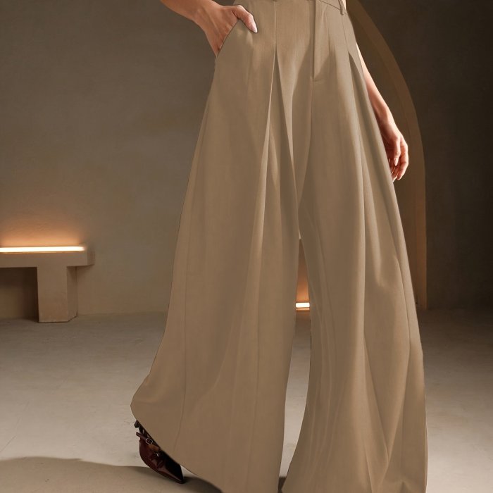 Women's Simple Elegant Solid Color Wide-Leg Pants