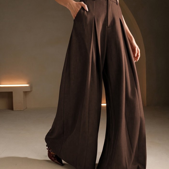 Women's Simple Elegant Solid Color Wide-Leg Pants