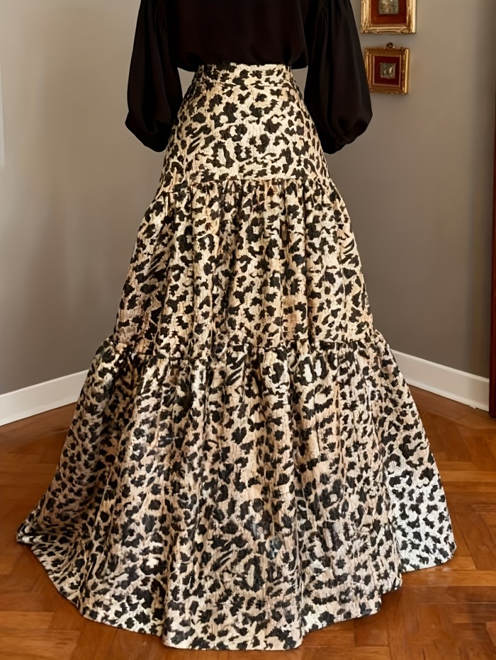 Women'S Stylish Loose Long Leopard Print Skirt