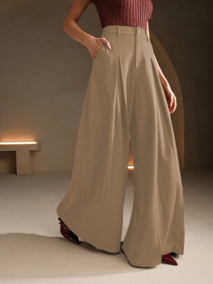 Women's Simple Elegant Solid Color Wide-Leg Pants