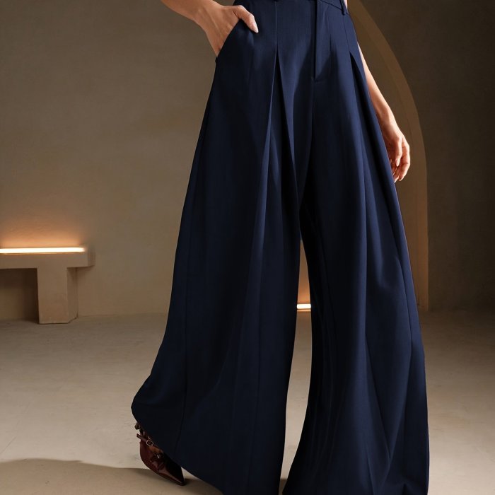 Women's Simple Elegant Solid Color Wide-Leg Pants