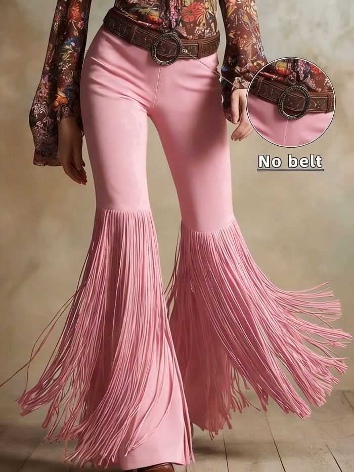 Fashion Vintage Western Flare Fringe Pants (Belt Not Included)