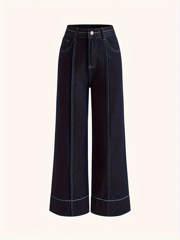 Retro Raw Denim High Waist Wide Leg Jeans