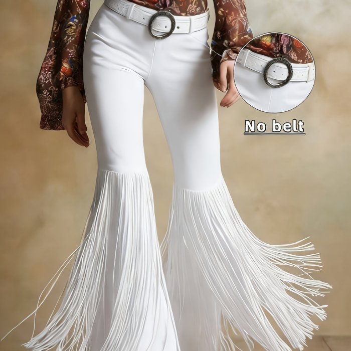 Fashion Vintage Western Flare Fringe Pants (Belt Not Included)