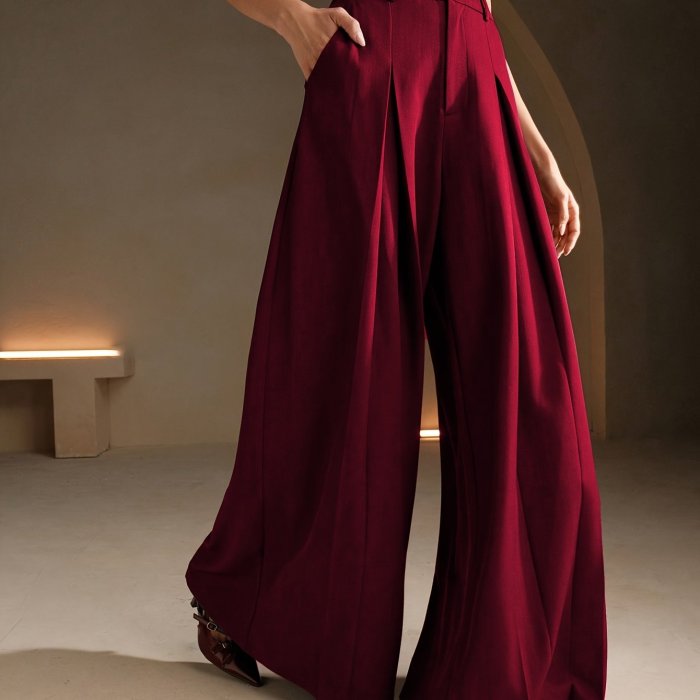 Women's Simple Elegant Solid Color Wide-Leg Pants