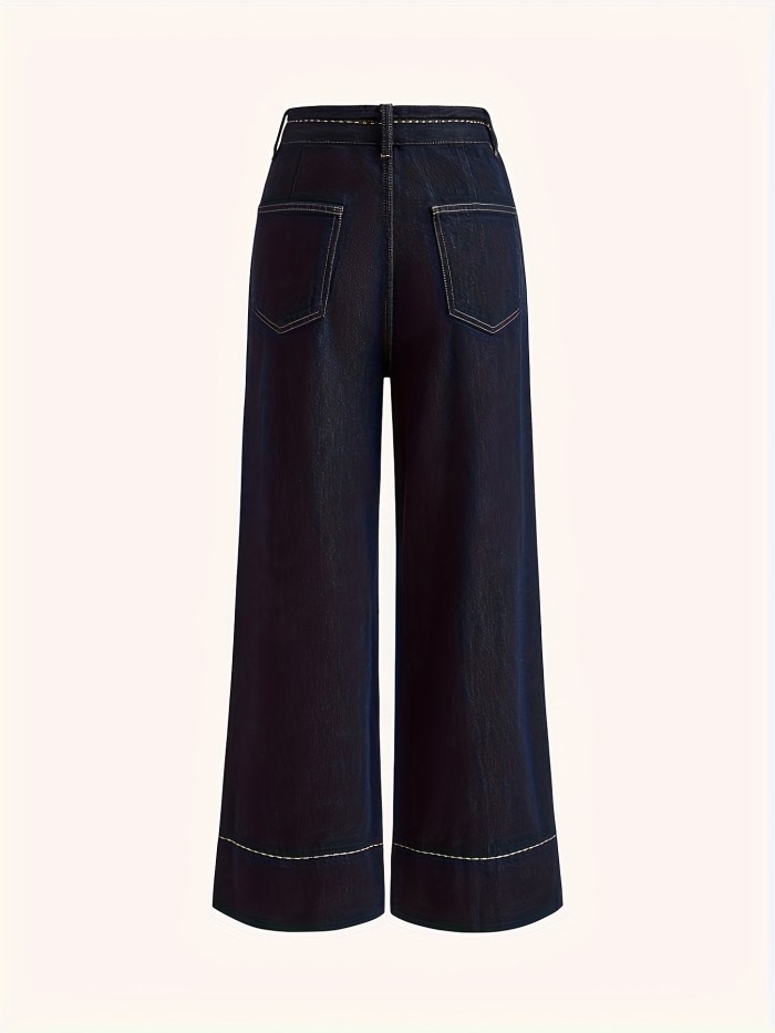 Retro Raw Denim High Waist Wide Leg Jeans