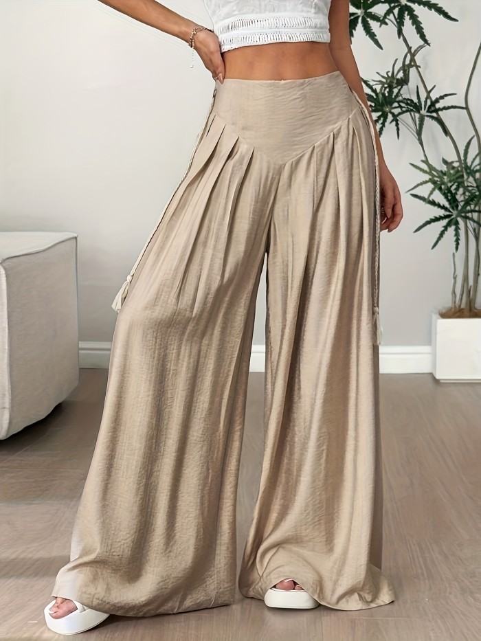 👖Women’s Elegant Tassel Wide-Leg Pants | Loose Casual Holiday Everyday Wear Trousers