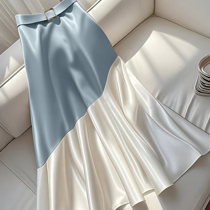 🌸Color Block Midi Skirt | Belted Elegant Summer Style