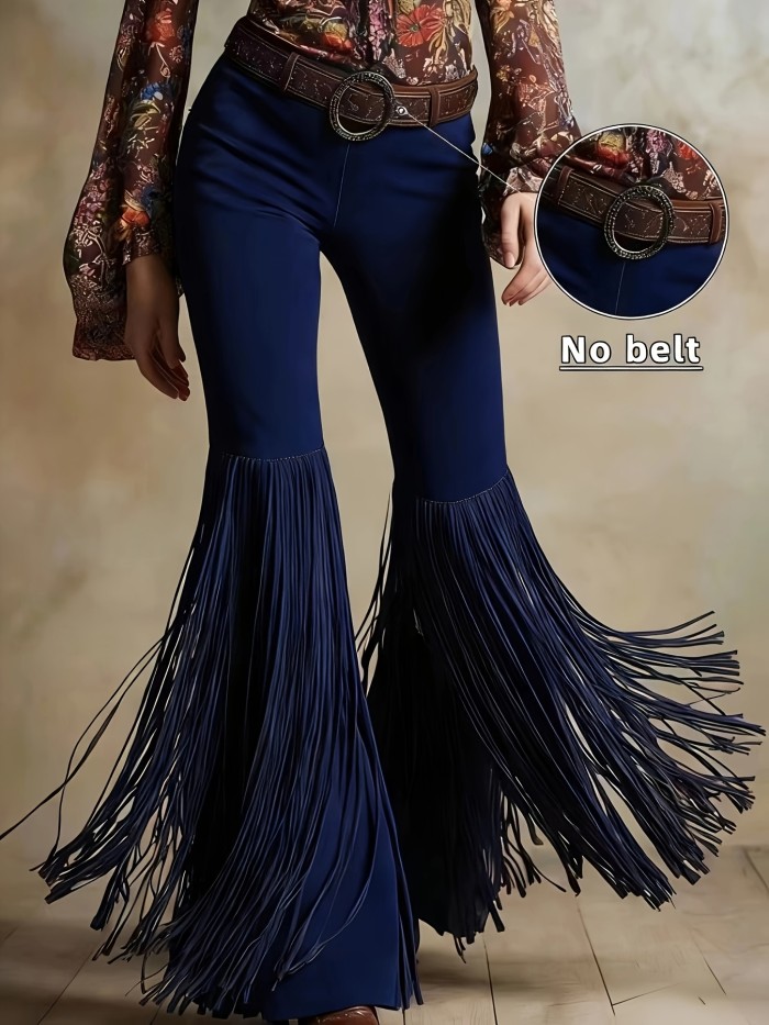 Fashion Vintage Western Flare Fringe Pants (Belt Not Included)