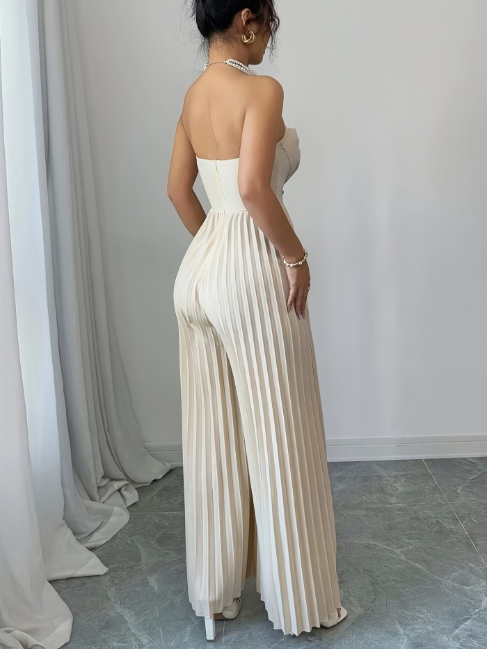 💐Strapless Pleated Waist Jumpsuit | Elegant Romantic Vacation Style