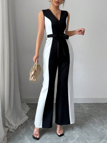 Women's Fashion High-End Commuter Color-Block Jumpsuit