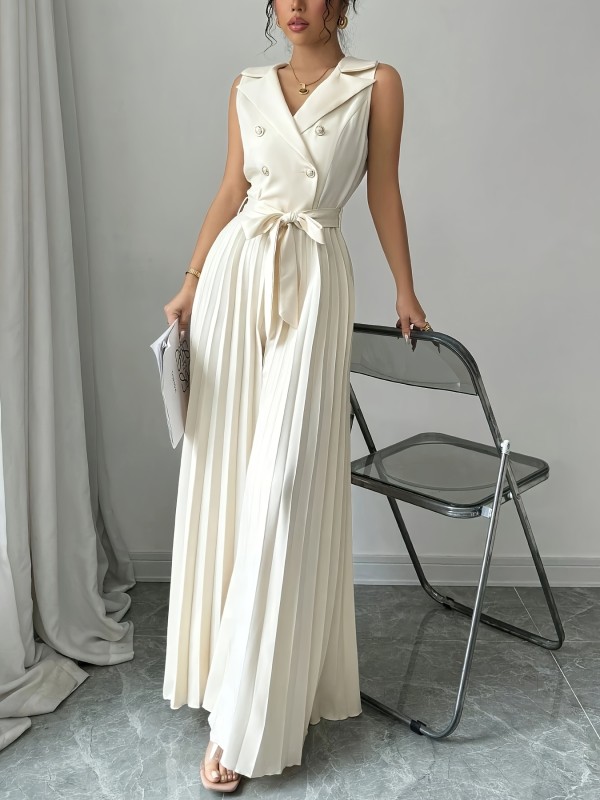 ✨Double-Breasted Pleated Jumpsuit | Elegant Women's Spring Autumn Style