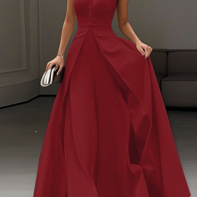 New Women's Solid Color Elegant Strapless Bodycon Maxi Dress