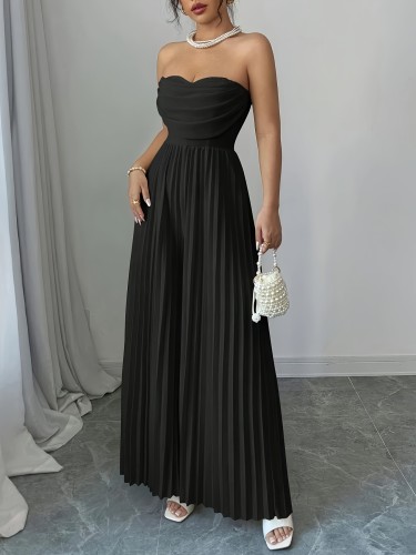 💐Strapless Pleated Waist Jumpsuit | Elegant Romantic Vacation Style