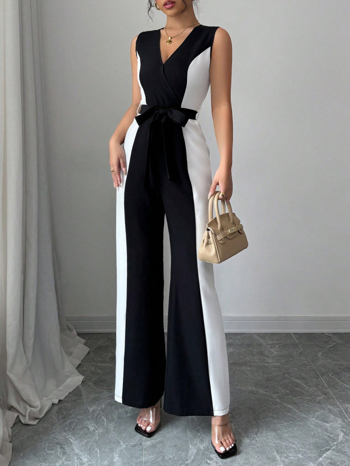 Women's Fashion High-End Commuter Color-Block Jumpsuit