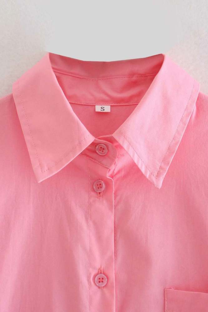 Candy Color Mid-length Cotton Blouse