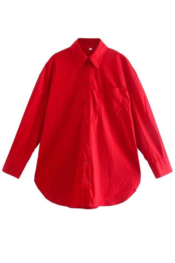 Candy Color Mid-length Cotton Blouse