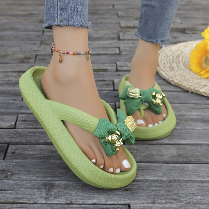🎀Cartoon Bow Thong Sandals | Cute Vacation Beach Flip-Flops for Women