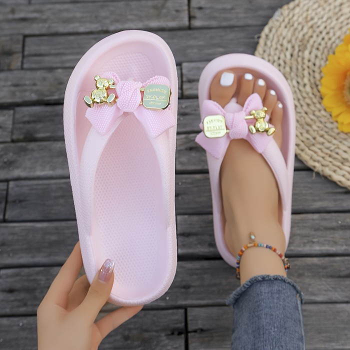 🎀Cartoon Bow Thong Sandals | Cute Vacation Beach Flip-Flops for Women