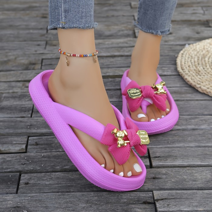 🎀Cartoon Bow Thong Sandals | Cute Vacation Beach Flip-Flops for Women