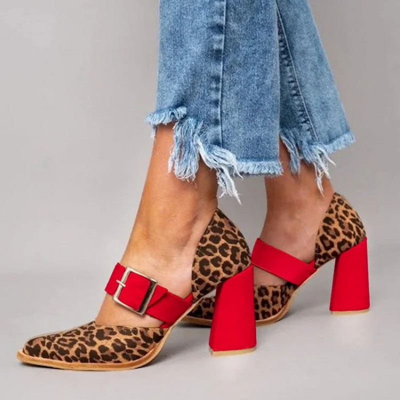 🐆2026 Spring Retro Leopard Mid-Heel Pumps | Pointed Toe Buckle Flannel Comfort Heels