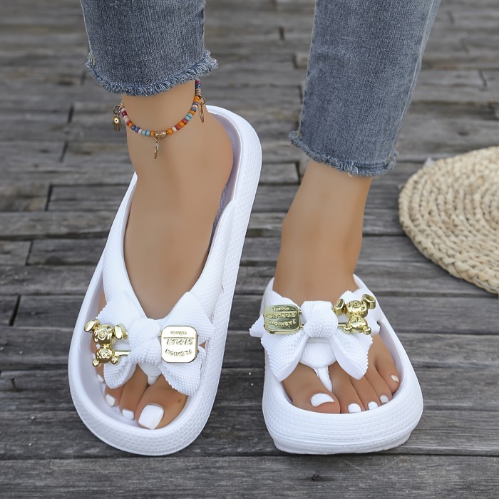 🎀Cartoon Bow Thong Sandals | Cute Vacation Beach Flip-Flops for Women