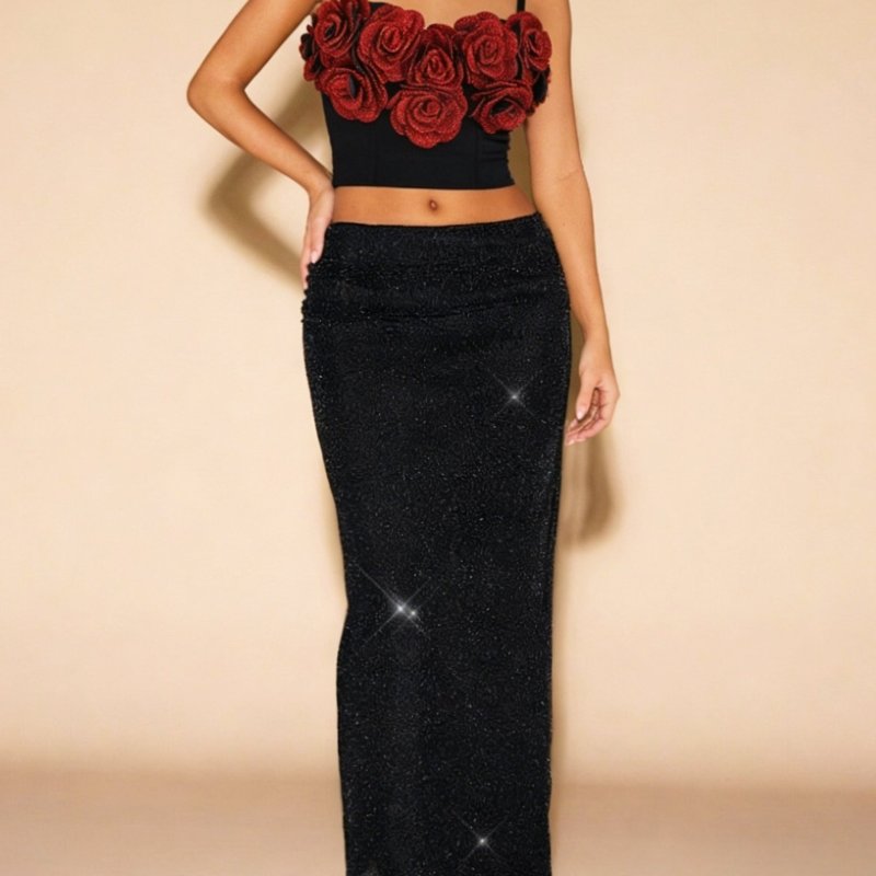 🌹 Hand-Rose Fishbone Bodice Cami | Euro-American Vacation Party Top