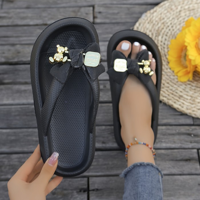 🎀Cartoon Bow Thong Sandals | Cute Vacation Beach Flip-Flops for Women