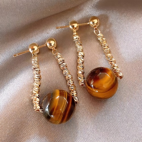 🐯Vintage Tiger’s Eye Stone Earrings | Minimalist Elegant Daily Party Jewelry