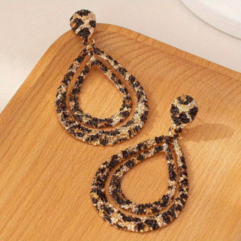 🐆KC Gold Plated Leopard Double-Layer Earrings | Bold Everyday Party Women’s Jewelry