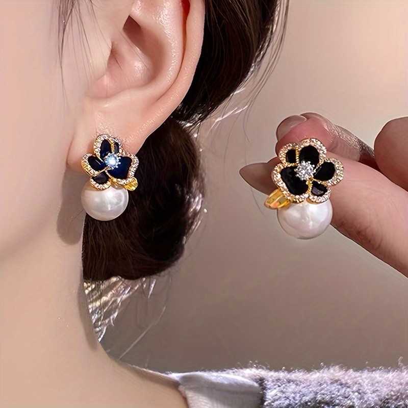🌹Ins-Style Black Rose Pearl Earrings | Luxurious Autumn Winter Women’s Jewelry