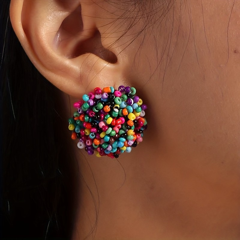 💖Handcrafted Pink Bohemian Beaded Earrings | Party-Ready Women’s Jewelry