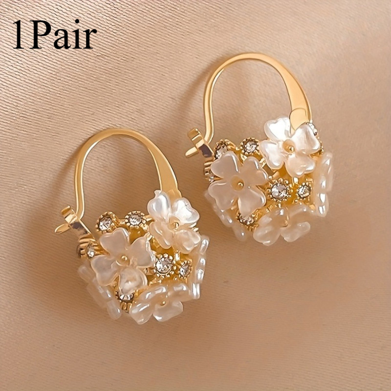 🌸Golden Circle White Floral Earrings | Versatile Daily Party Valentine Gift Jewelry
