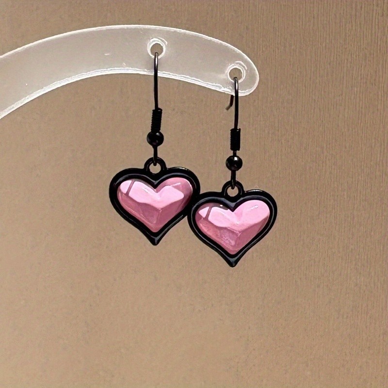 🖤Sweet Cool Black Heart Pendant Earrings | Niche High-End Round Face Party Jewelry